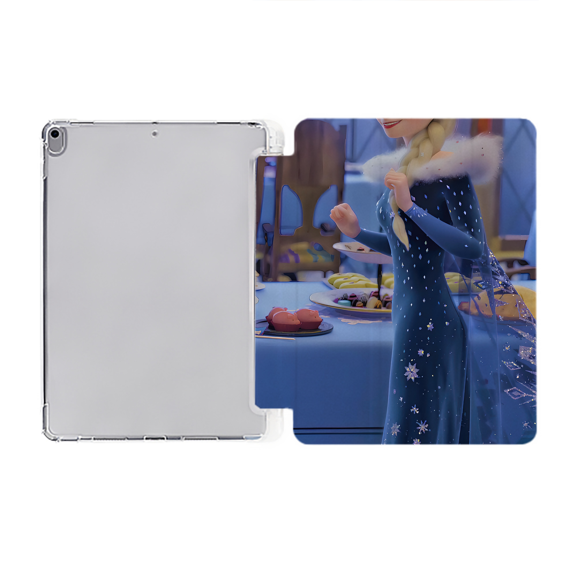 （画像用） アナと雪の女王 アンナ エルサ Frozen Anna Elsa IPad ケース ペン収納付き 三つ折りスタンド PUレザー×シリコン 対応機種9.5/10.5/10.9インチ